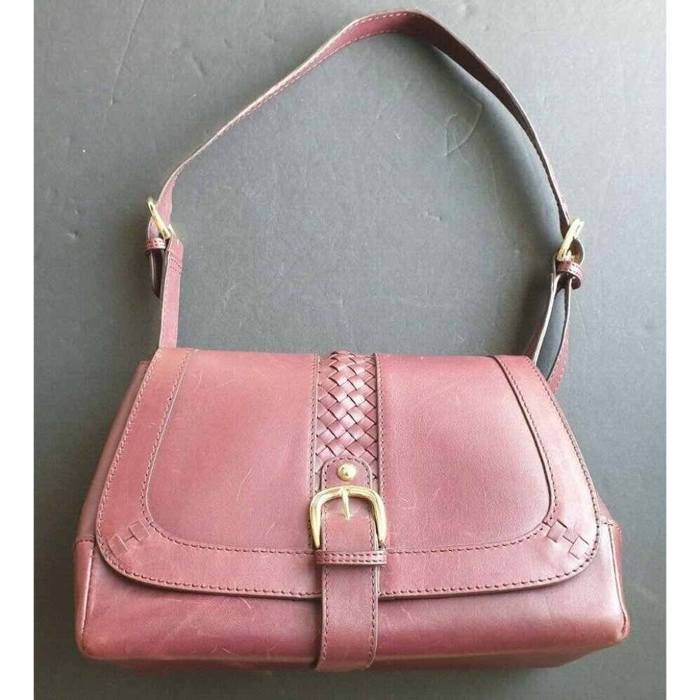 LL Bean Signature Burgundy Leather Flap Shoulder Bag